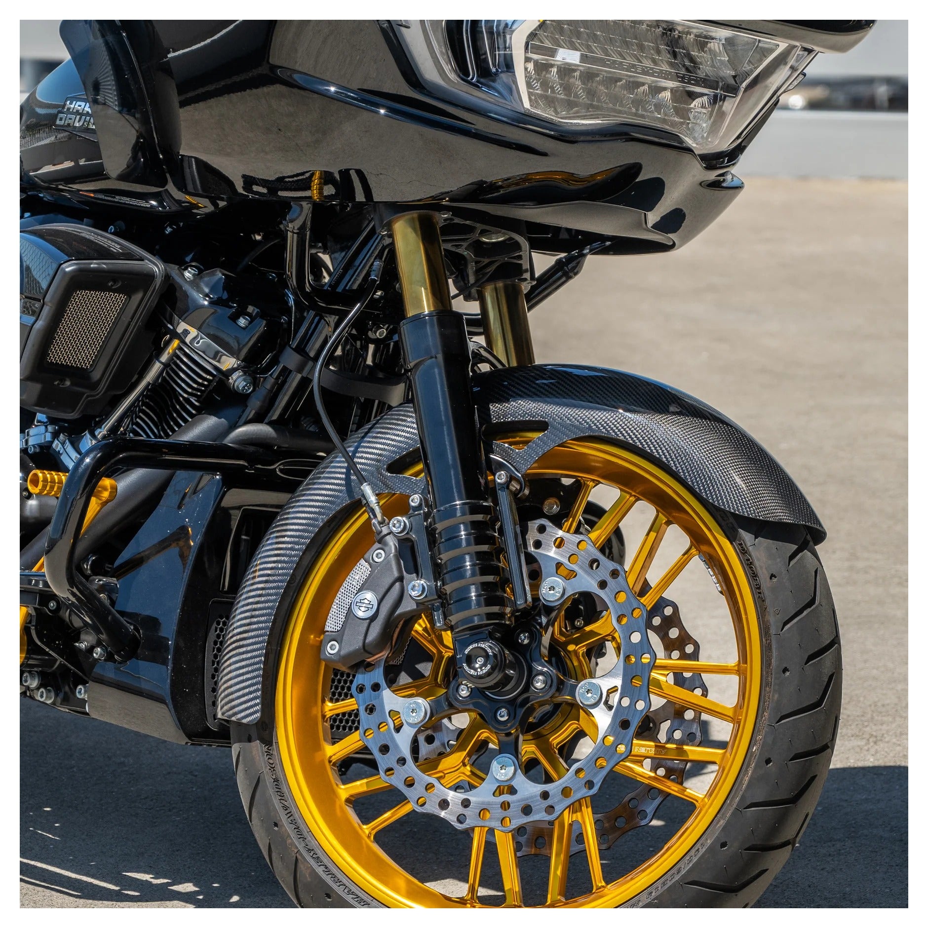 Guardabarros delantero Arlen Ness con revestimiento de fibra de carbono para Harley Touring