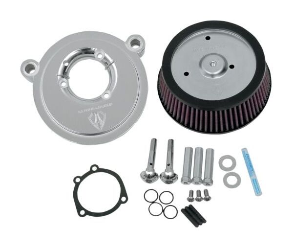 Filtro de aire Arlen Ness Naked Stage 1 Big Sucker para Harley Twin Cam 1999-2015, filtro de aire estándar, respaldo cromado... [Instalado previamente]