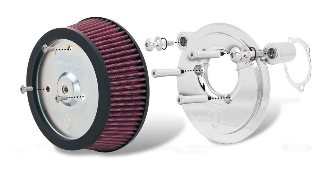 Kit de filtro de aire Arlen Ness Stage 2 Big Sucker para Harley Twin Cam 1999-2017. Filtro de aire estándar/cromado liso. [Instalado previamente]