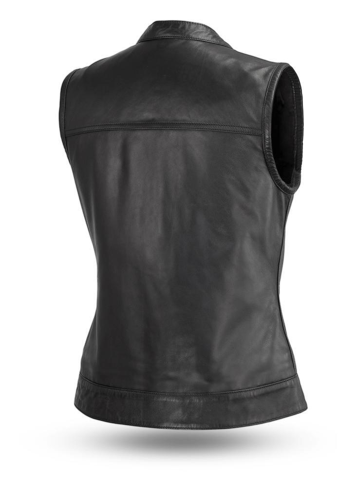 First Manufacturing Ludlow Chaleco de cuero para mujer
