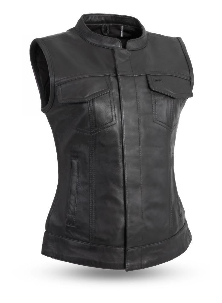 First Manufacturing Ludlow Chaleco de cuero para mujer