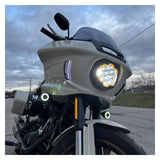 Faro delantero LED de alto rendimiento HogWorkz de 7" con dientes plateados para Harley Low Rider ST 2022-2026