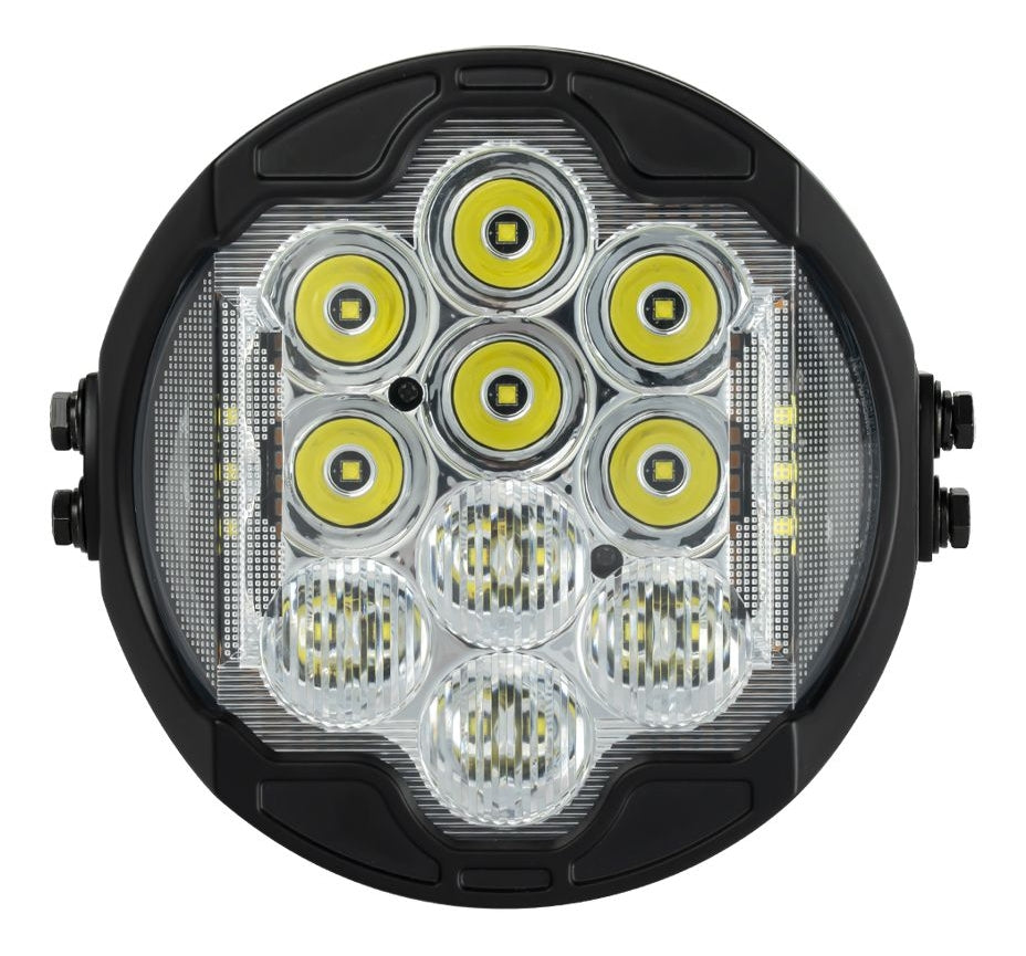 Faro delantero LED de alto rendimiento HogWorkz de 7" con dientes plateados para Harley Low Rider ST 2022-2026