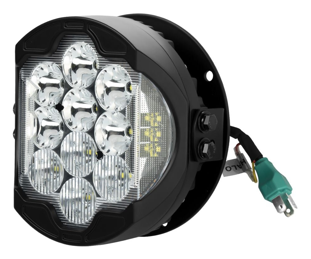 Faro delantero LED de alto rendimiento HogWorkz de 7" con dientes plateados para Harley Low Rider ST 2022-2026