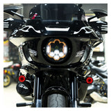 Faro delantero LED de alto rendimiento HogWorkz de 7" con dientes plateados para Harley Low Rider ST 2022-2026
