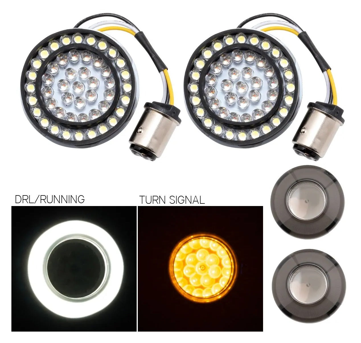 Insertos de intermitentes delanteros LED estilo bala Halomaker de HogWorkz para Harley 2000-2025