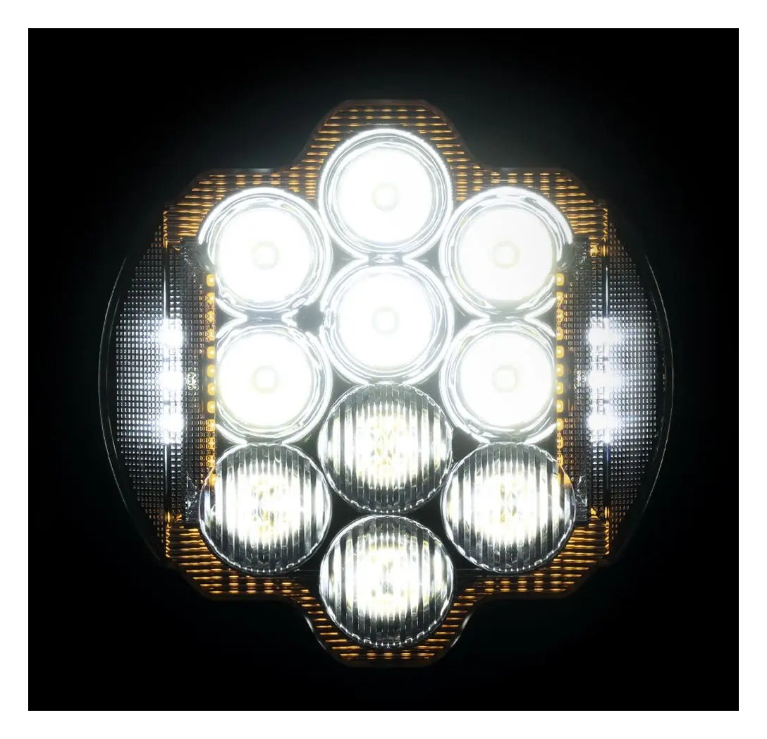 Faro delantero LED de alto rendimiento HogWorkz Silvertooth de 7" para Harley Touring (1994-2025)