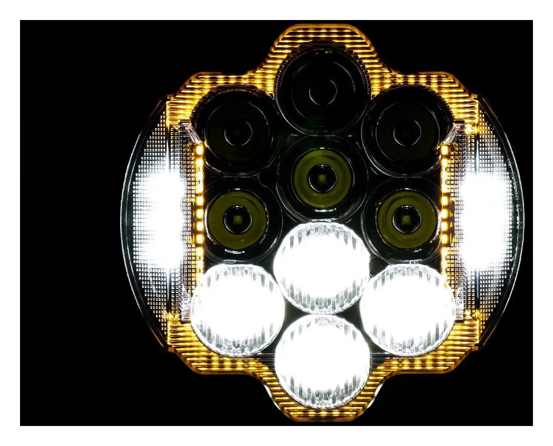 Faro delantero LED de alto rendimiento HogWorkz Silvertooth de 7" para Harley Touring (1994-2025)