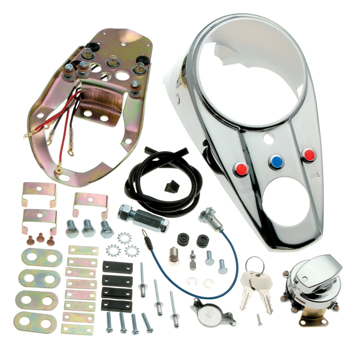 Kit de montaje y tablero de 3 luces Milwaukee Twins para Harley FLH/FX 1958-1984