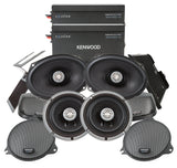 Paquete de altavoces y amplificador Kenwood eXcelon para la parte delantera y trasera de la alforja para Harley Touring 2014-2024