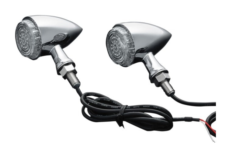 Luces intermitentes LED Kuryakyn Torpedo multifunción rojas, ámbar y cromadas [Caja abierta]