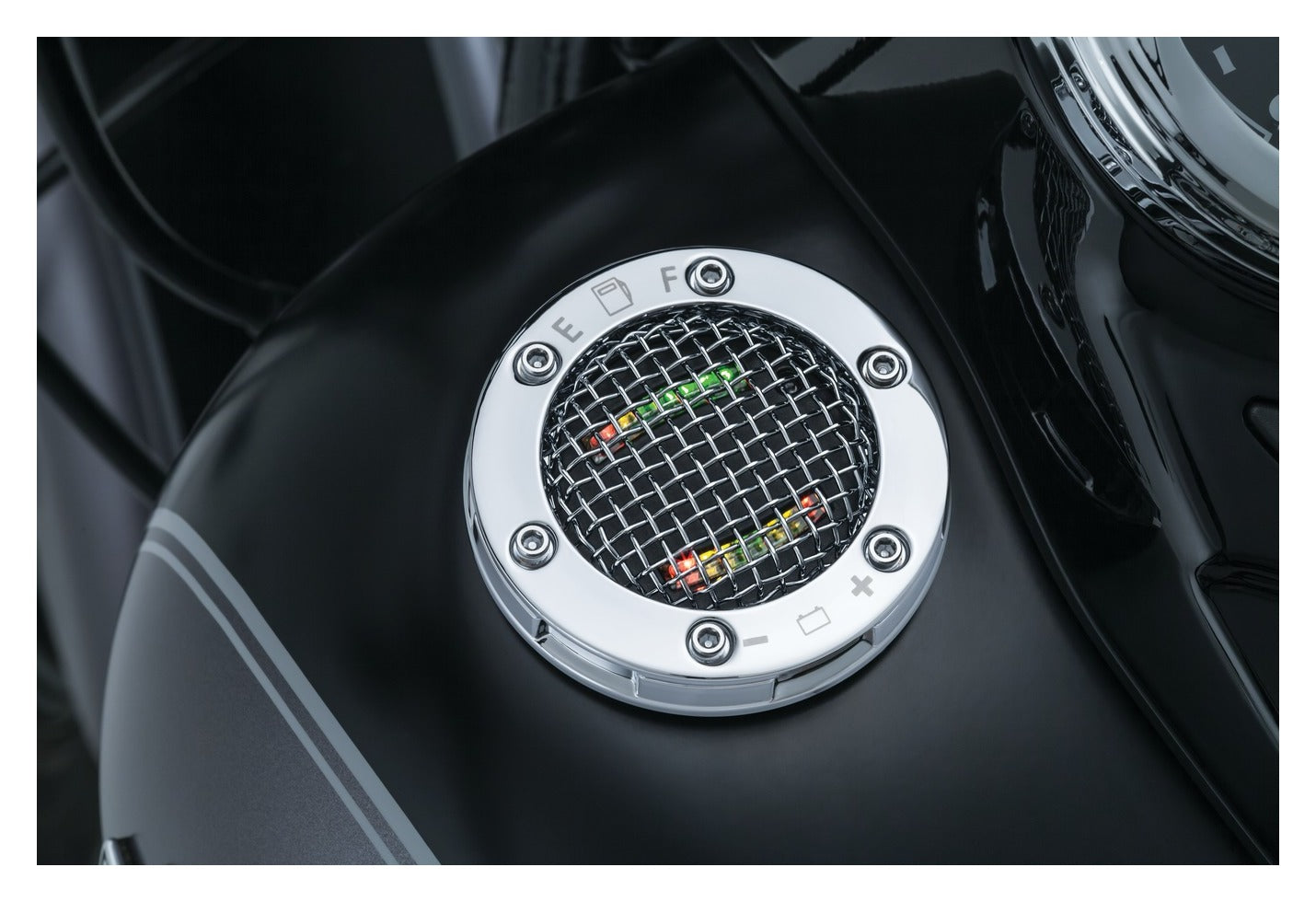 Tapa de gasolina con indicador de batería y combustible Kuryakyn de malla LED para Harley 1988-2018