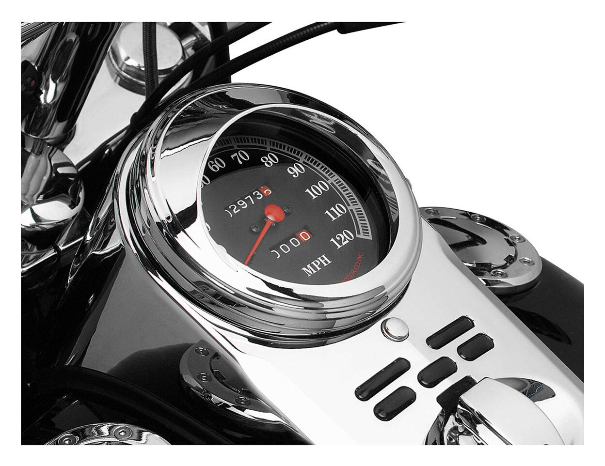 Anillo embellecedor de velocímetro Kuryakyn con visera para Harley 1968-2026