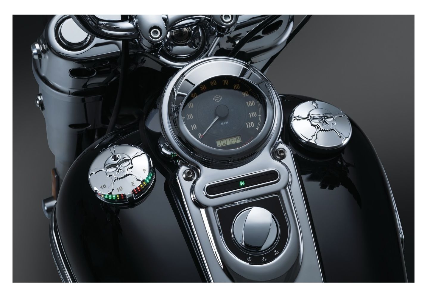 Indicador LED de combustible y batería Kuryakyn Zombie para Harley 1988-2018