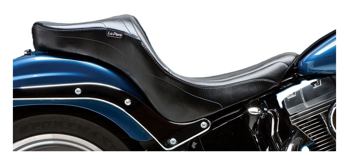 Asiento Le Pera Maverick Daddy Long Legs para Harley Softail con neumático de 200 mm (2006-2017, Maverick Stitch) [Previamente instalado]