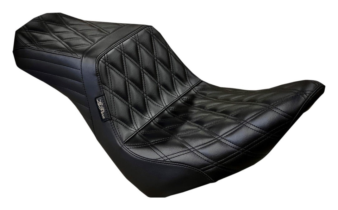 Asiento doble Le Pera TailWhip con costuras de diamante para Harley