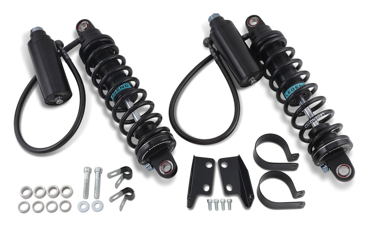 Amortiguadores Legend Suspension REVO-ARC con depósito para Harley