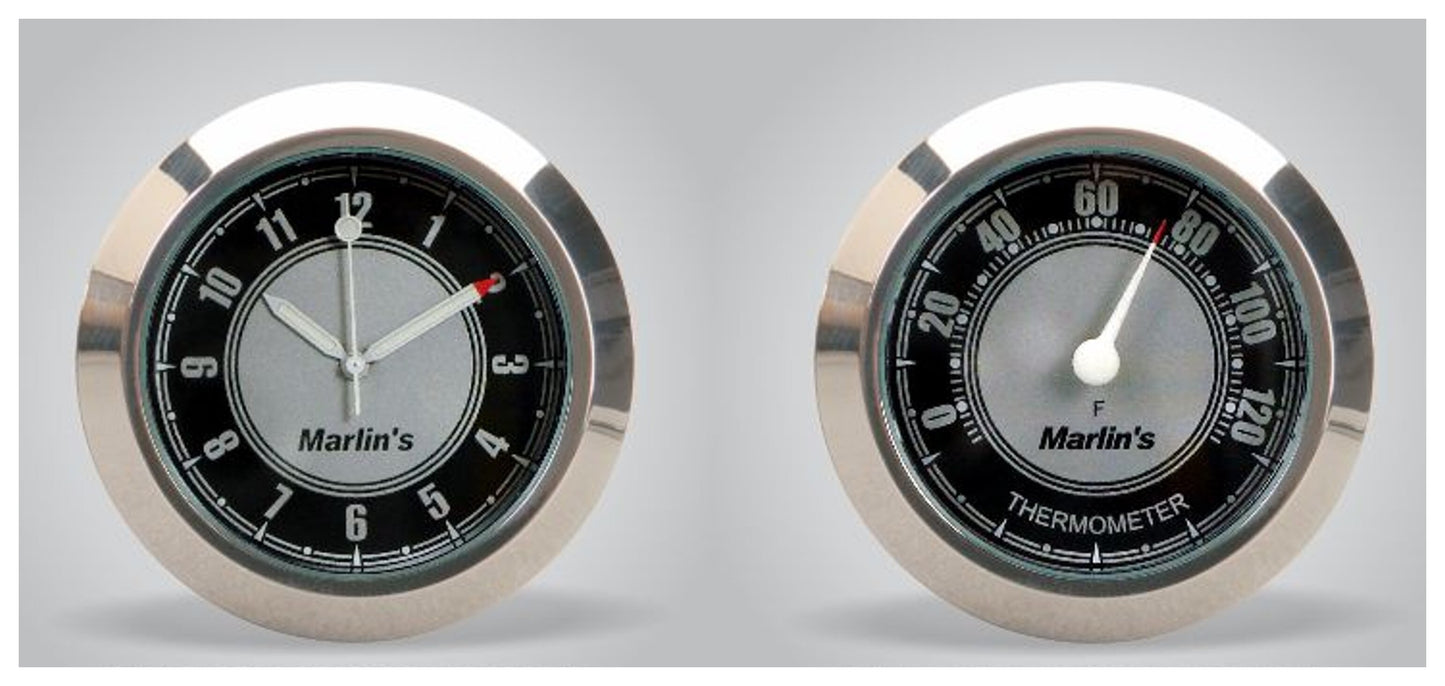 Reloj y termómetro de doble montaje para manillar de Marlin