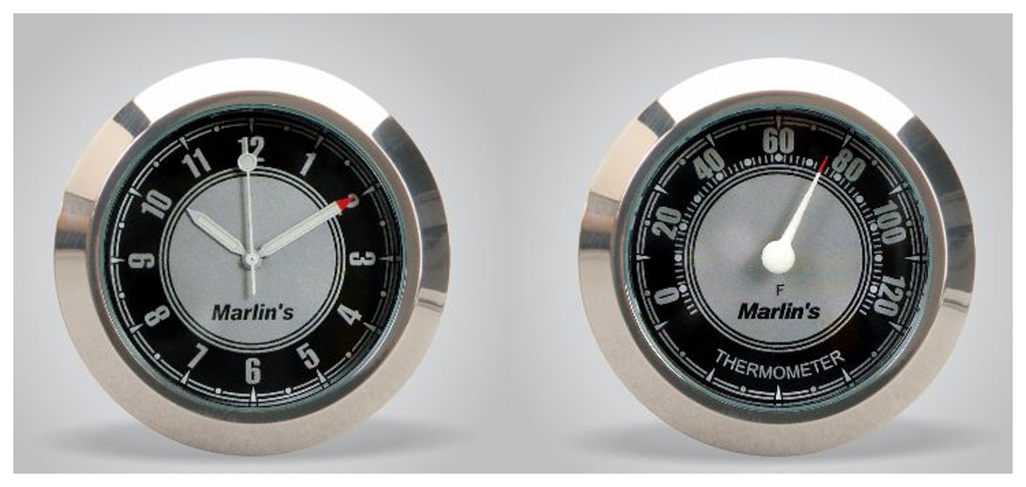 Reloj y termómetro de doble montaje para manillar de Marlin