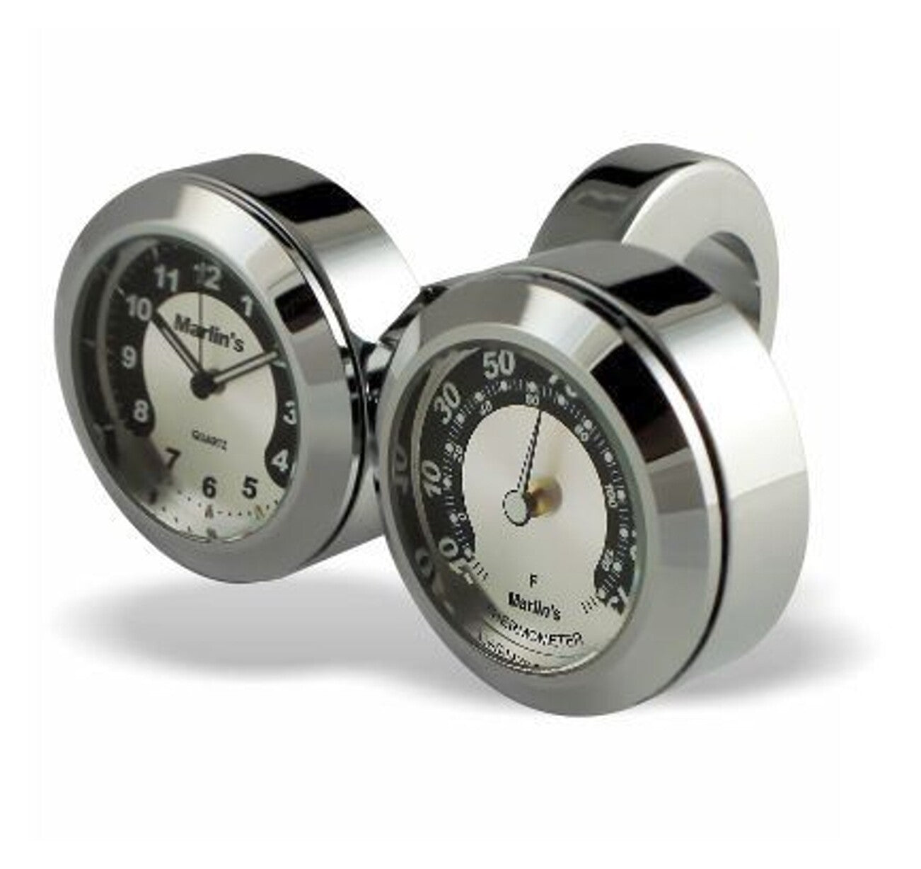 Reloj y termómetro de doble montaje para manillar de Marlin