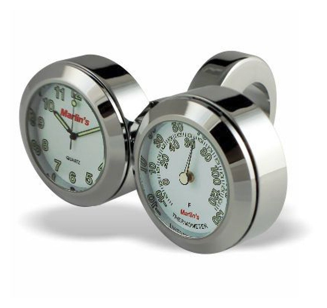 Reloj y termómetro de doble montaje para manillar de Marlin