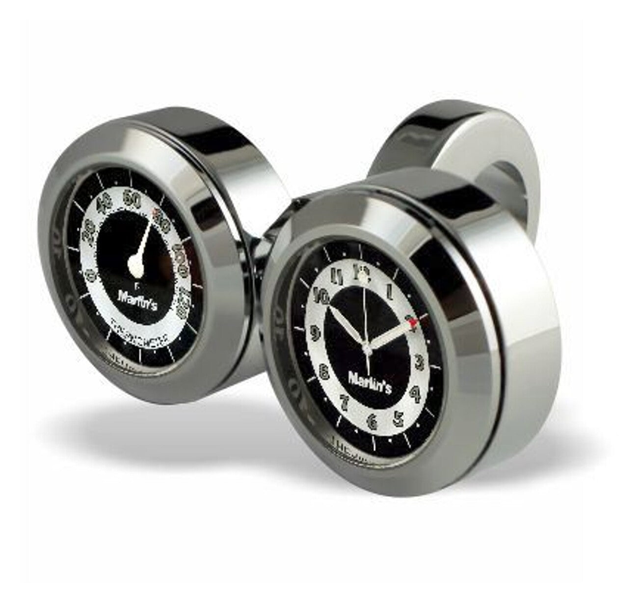 Reloj y termómetro de doble montaje para manillar de Marlin