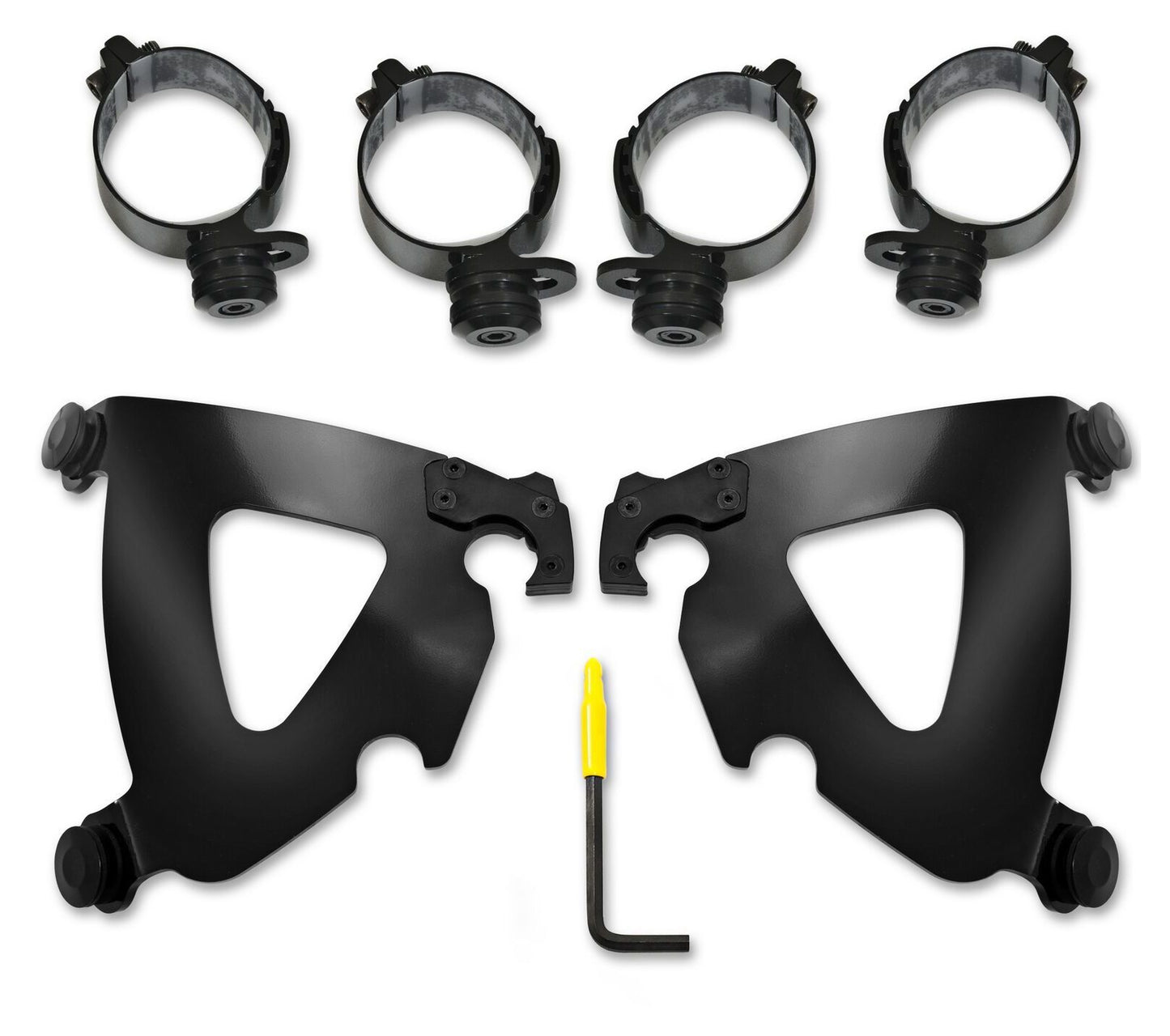 Kit de montaje de bloqueo de gatillo Memphis Shades Road Warrior para Harley FLSB/FXLRS 2018-2026, pulido [Previamente instalado]