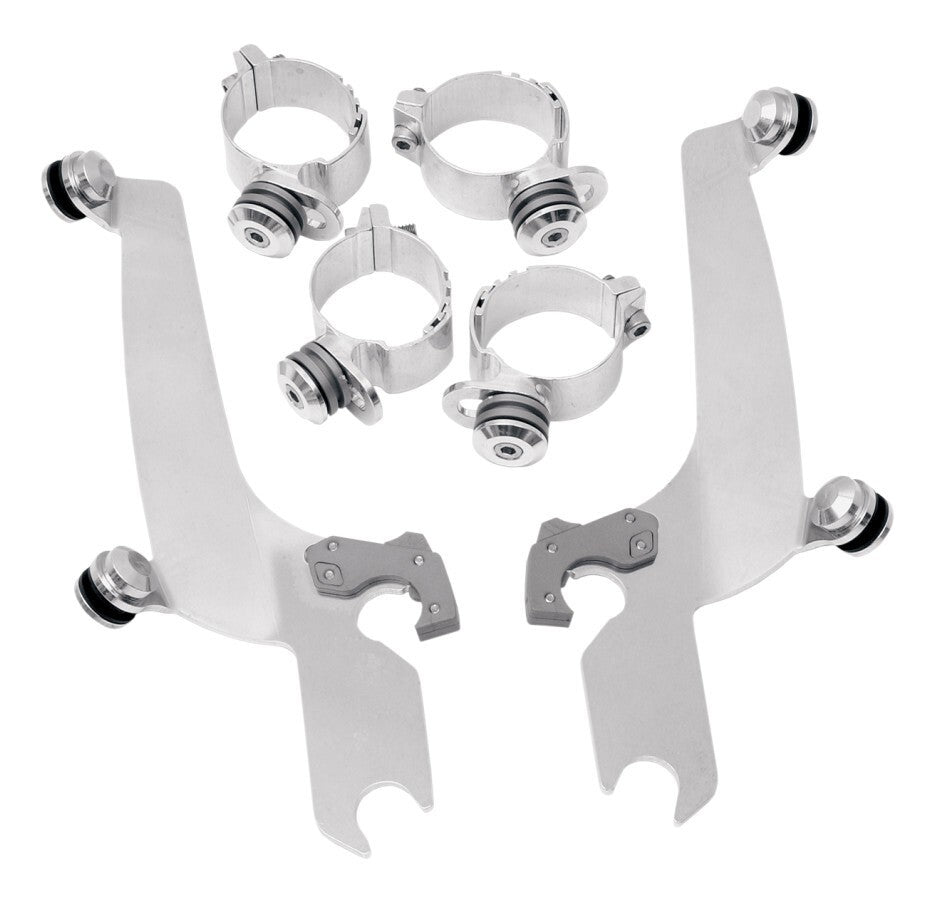 Kit de montaje de bloqueo de gatillo Memphis Shades Sportshield para Harley Dyna/Softail 2006-2017, pulido [Caja abierta]