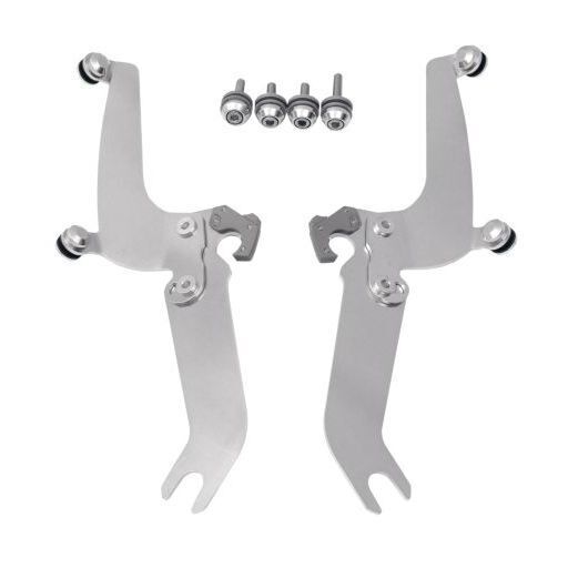 Kit de montaje de bloqueo de gatillo Memphis Shades Sportshield para Harley Softail 1986-2017 con barra de luces OEM / Pulido [Previamente instalado]