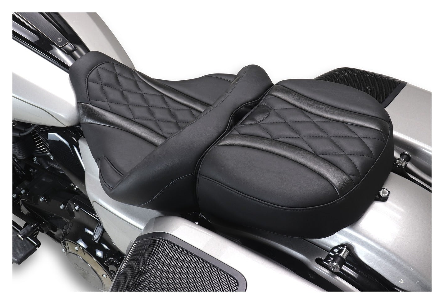 Asiento doble de una pieza Mustang Super Touring Deluxe Diamond para Harley FLHX/FLTRX 2023-2026