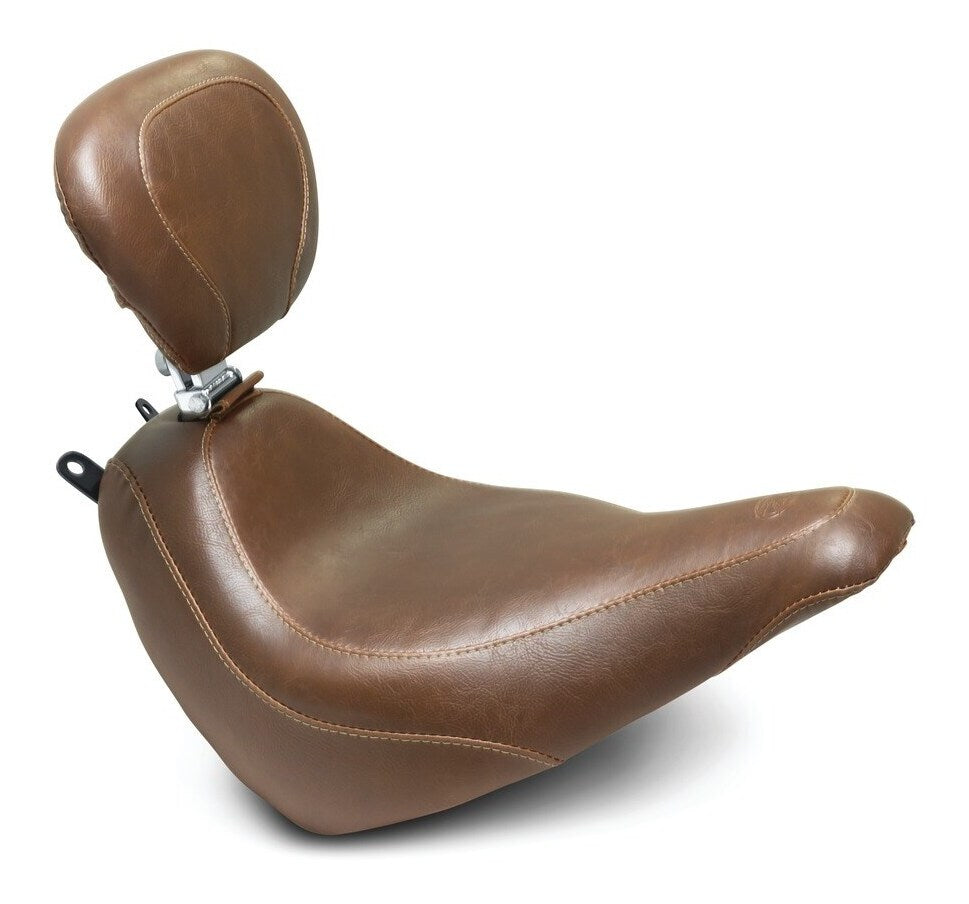 Asiento individual Mustang Wide Tripper Smooth para Harley Softail Heritage/Deluxe 2018-2025, negro, sin respaldo [Previamente instalado]
