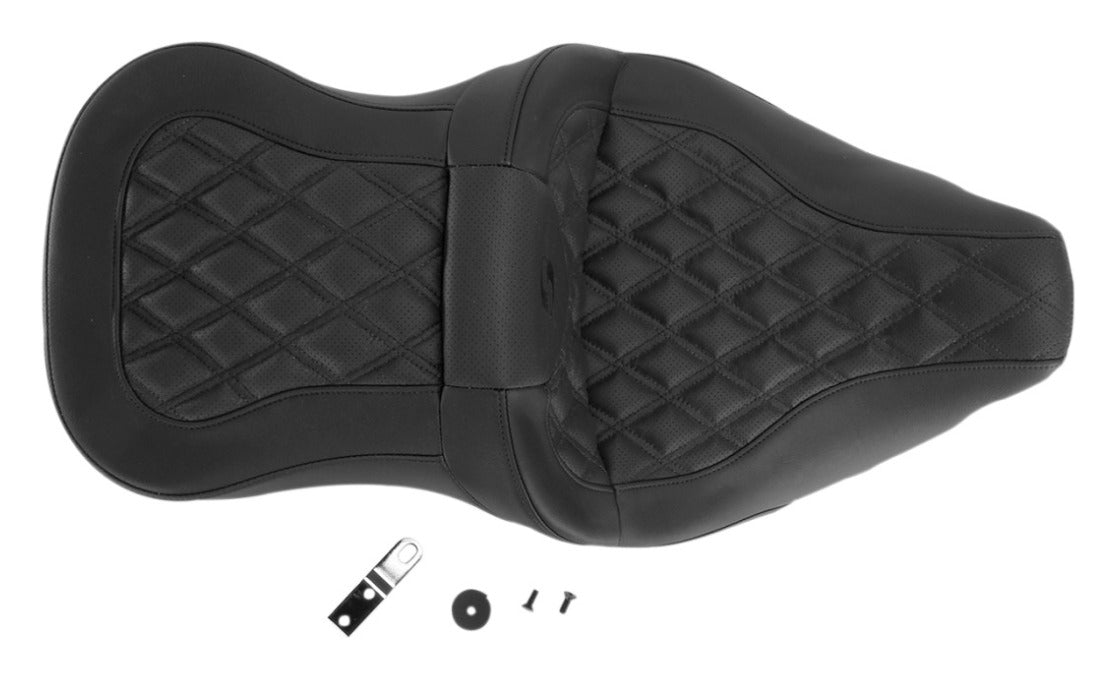 Asiento doble Saddlemen Roadsofa LS con costuras de celosía para Harley
