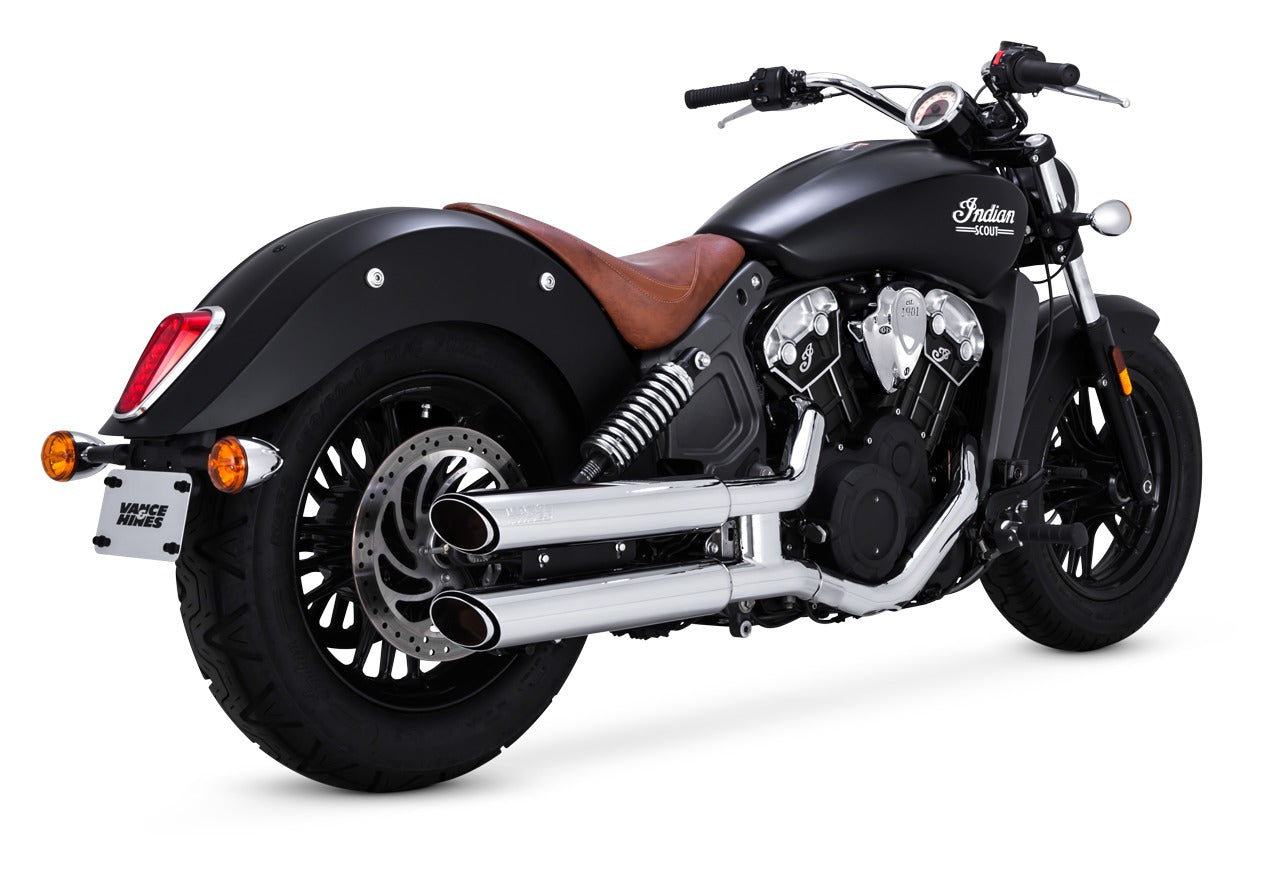 Silenciadores Vance & Hines PCX de 3" redondos Twin Slash Slip-On para Indian Scout 2015-2024