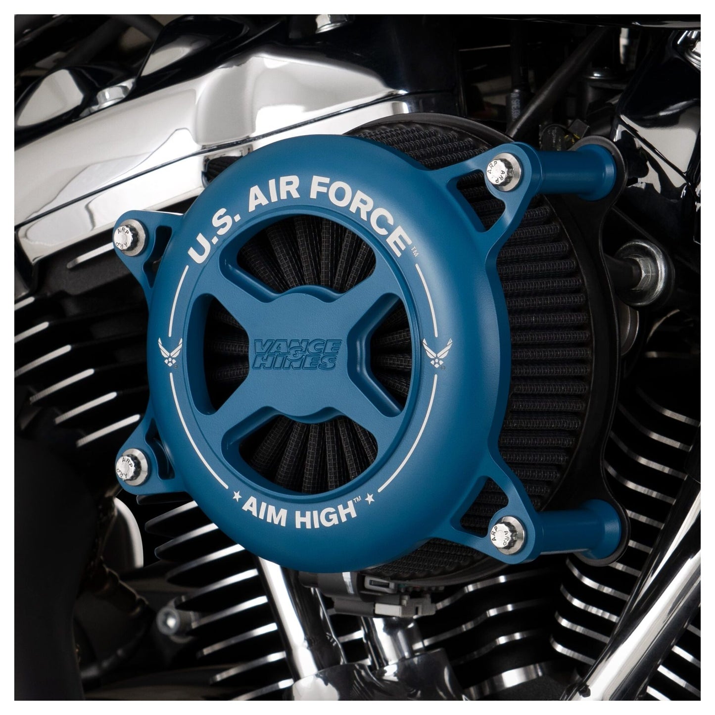 Kit de filtro de aire VO2 de la serie Military Power de Vance & Hines para Harley