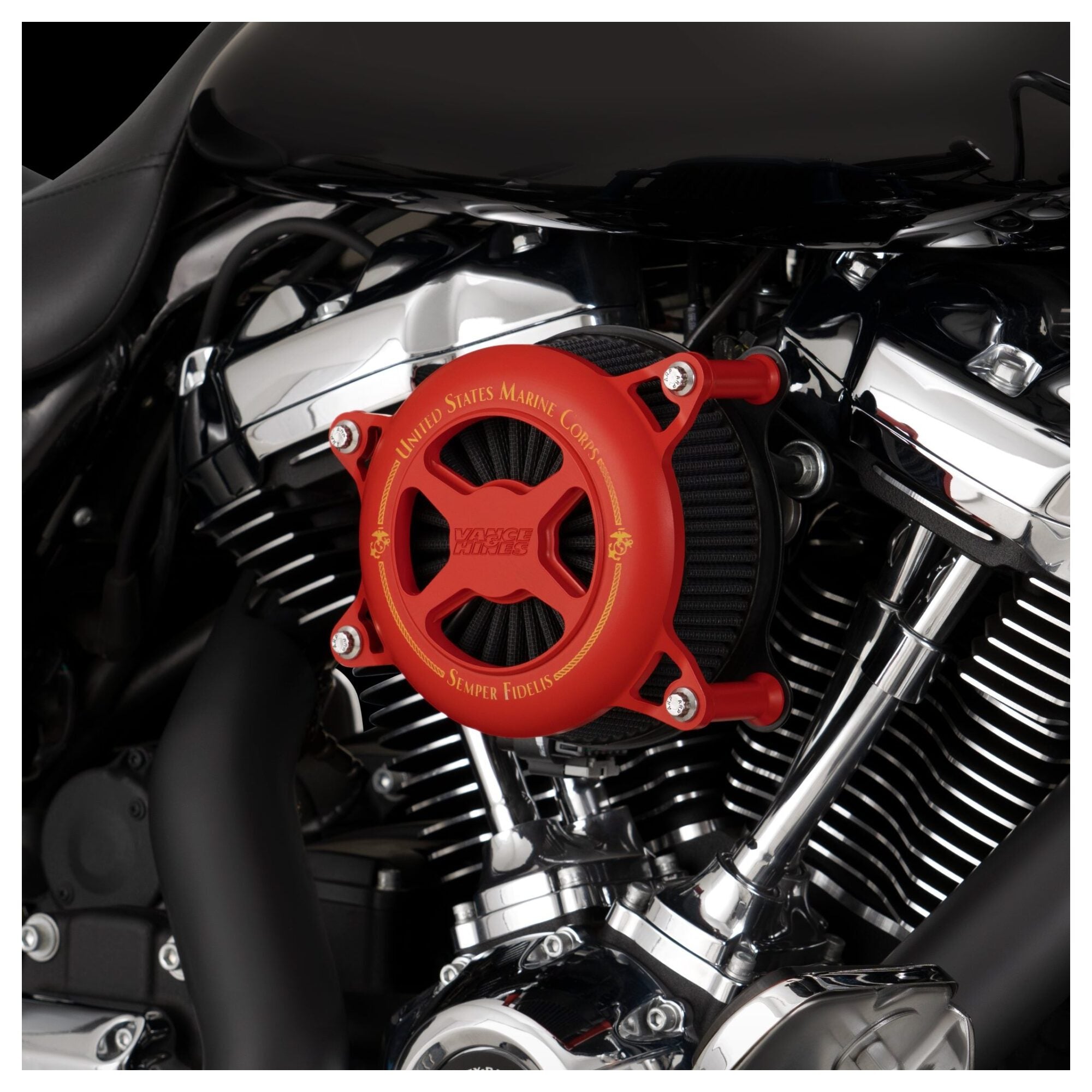 Kit de filtro de aire VO2 de la serie Military Power de Vance & Hines para Harley